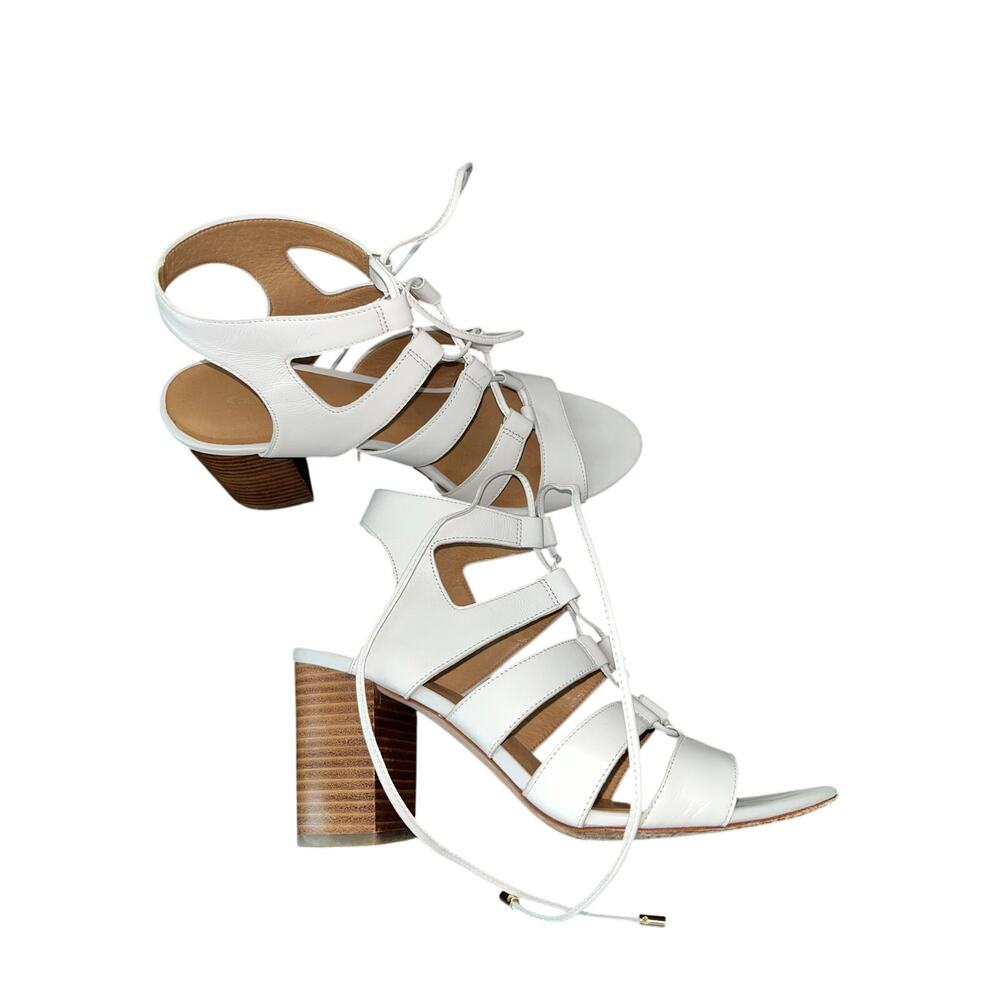 COACH Larissa Leather Lace-Up City Sandals Chunky Heel White Sz 8 Gladiator - Picture 8 of 13